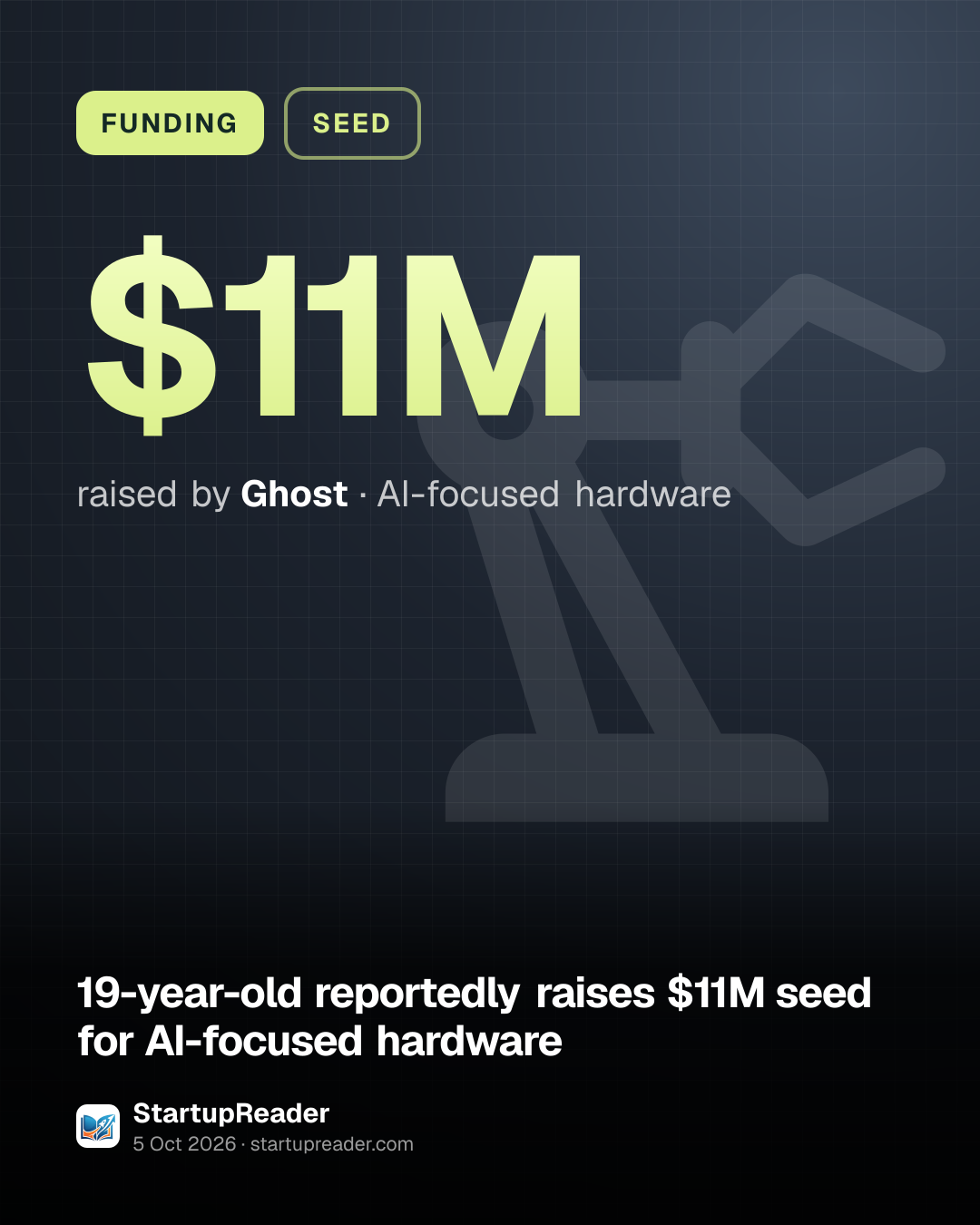 FUNDING. $11M raised by Ghost, AI-focused hardware.