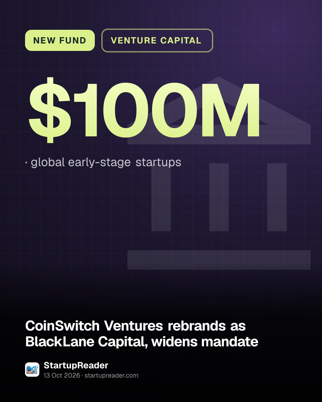 NEW FUND. $100M, global early-stage startups.