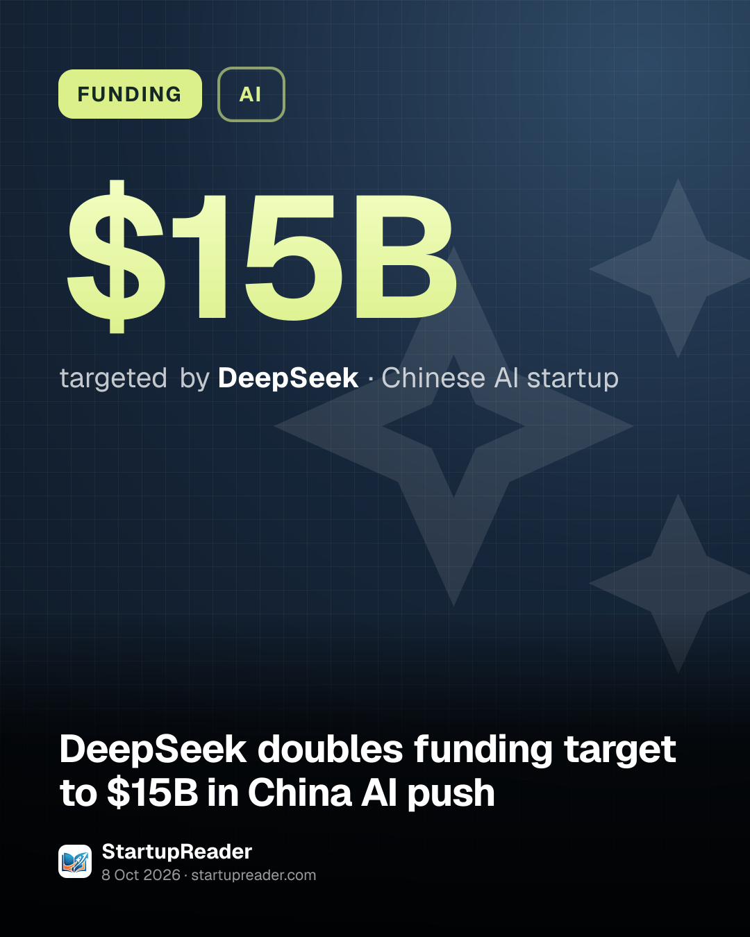 FUNDING. $15B targeted by DeepSeek, Chinese AI startup.