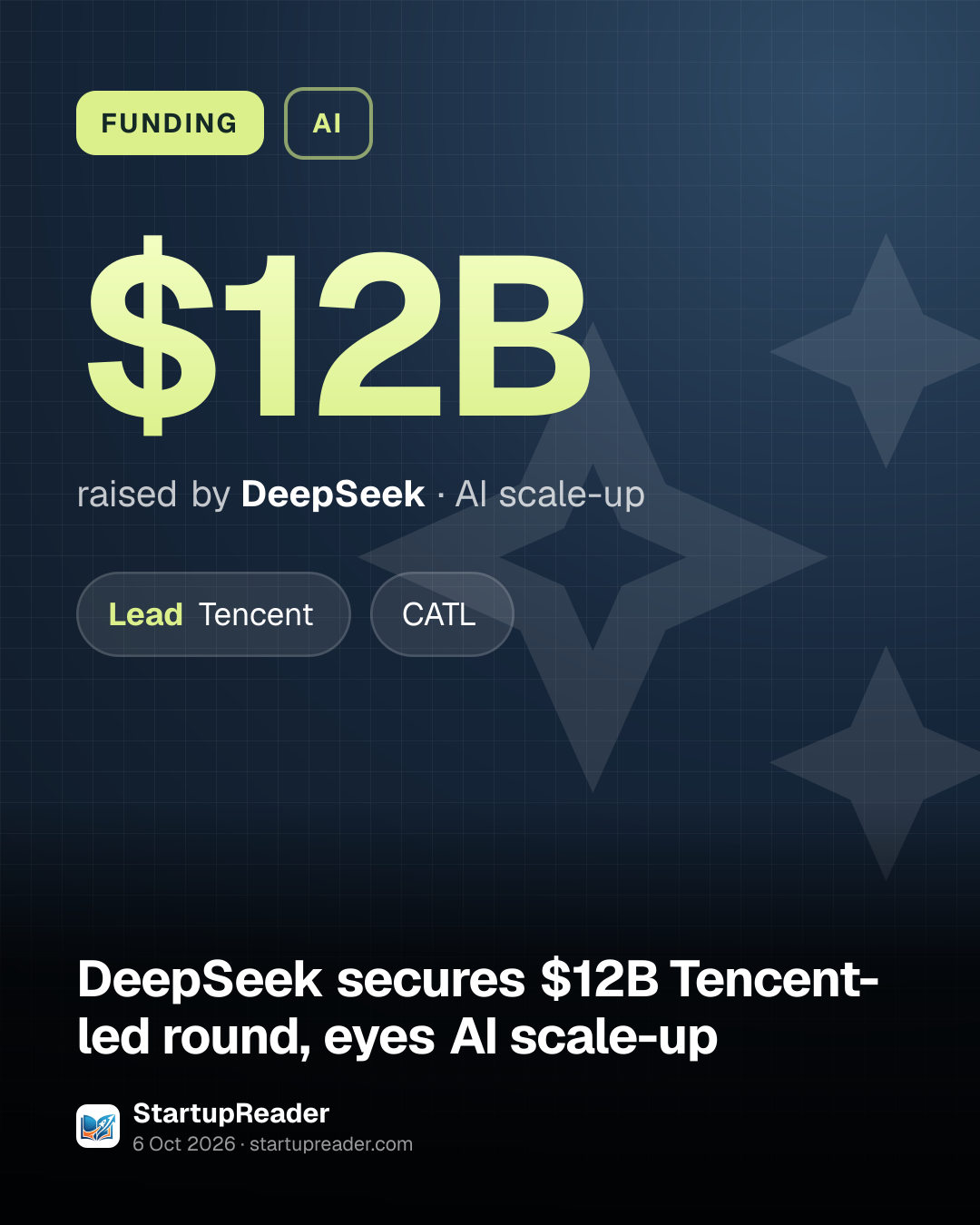 FUNDING. $12B raised by DeepSeek, AI scale-up. led by Tencent, CATL.