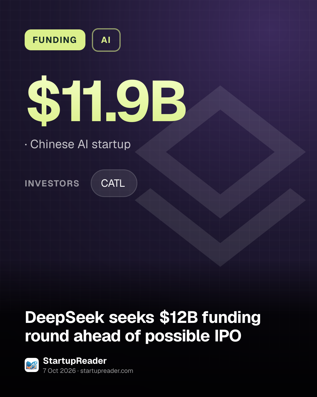 FUNDING. $11.9B, Chinese AI startup. investors: CATL.