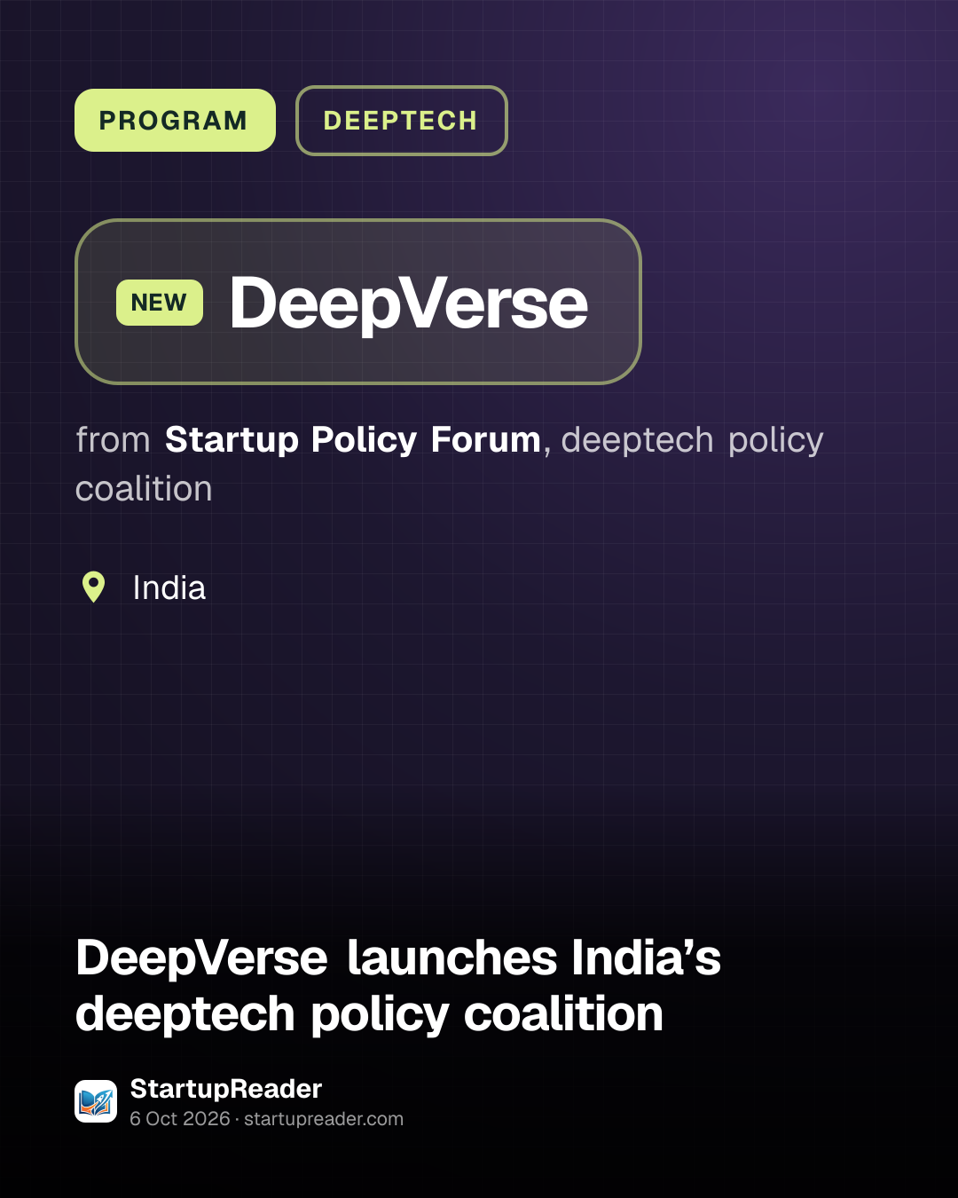 PROGRAM. DeepVerse from Startup Policy Forum, deeptech policy coalition. India.