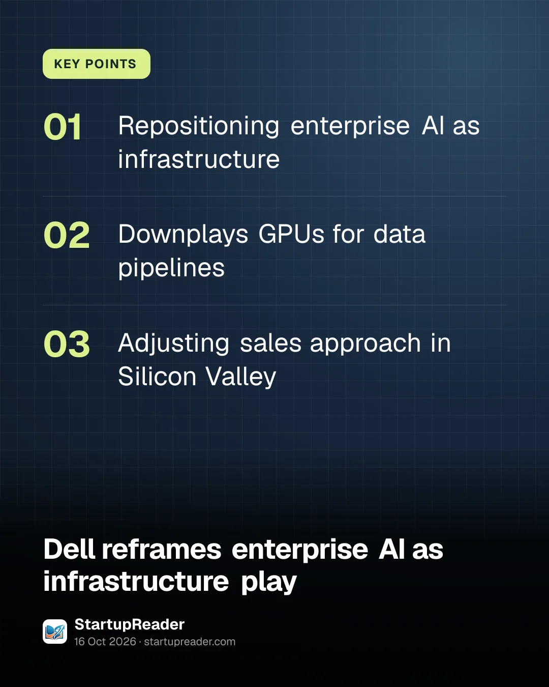 KEY POINTS. Repositioning enterprise AI as infrastructure; Downplays GPUs for data pipelines; Adjusting sales approach in Silicon Valley.