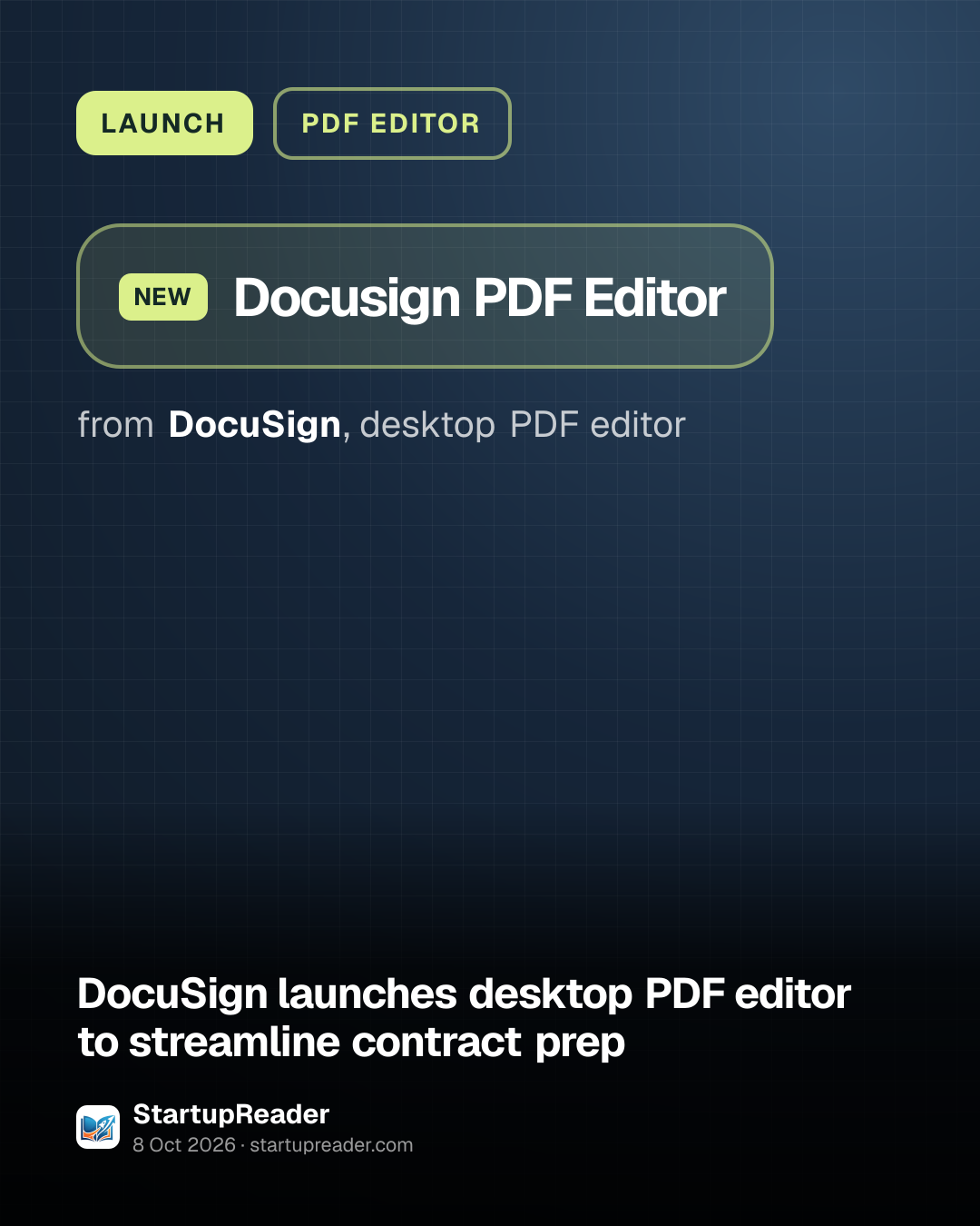 LAUNCH. Docusign PDF Editor from DocuSign, desktop PDF editor.