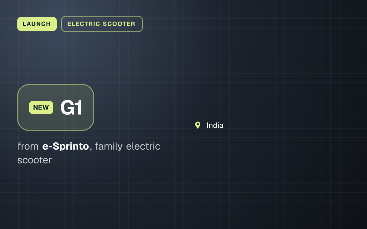 LAUNCH. G1 from e-Sprinto, family electric scooter. India.