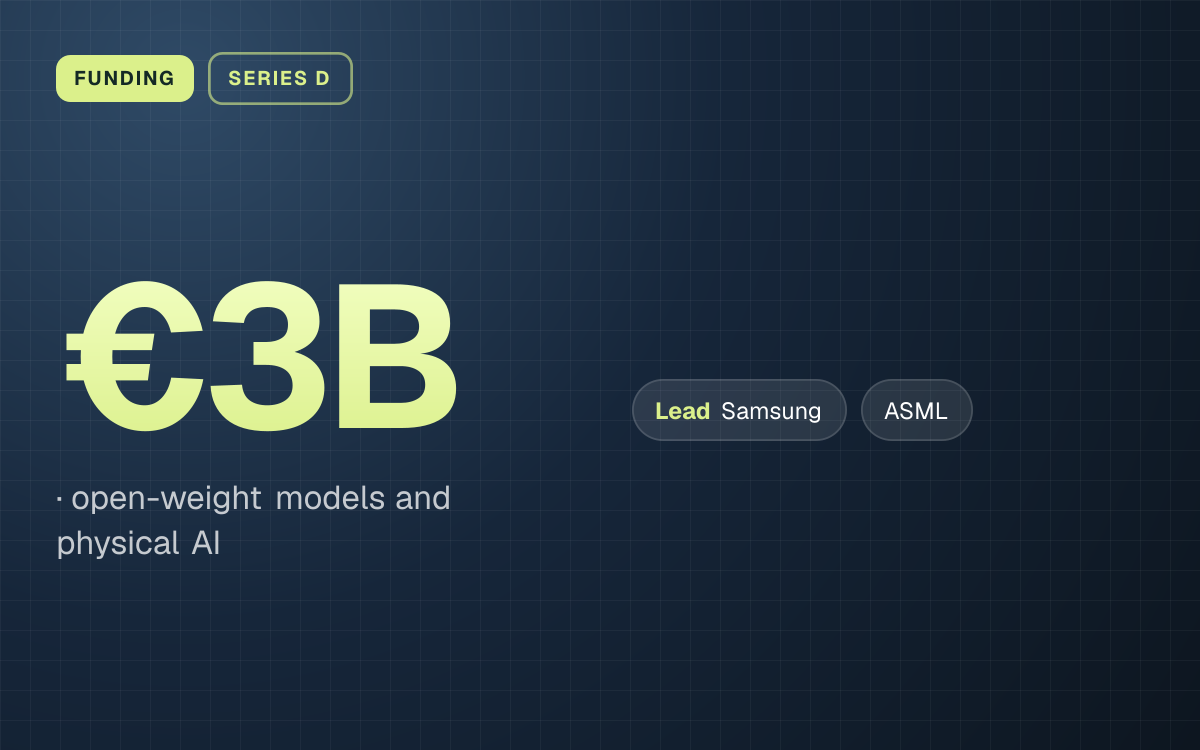 FUNDING. €3B, open-weight models and physical AI. led by Samsung, ASML.