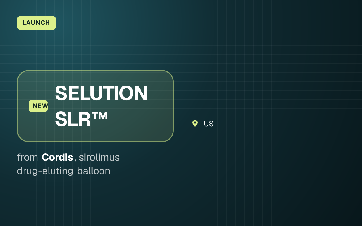 LAUNCH. SELUTION SLR™ from Cordis, sirolimus drug-eluting balloon. US.
