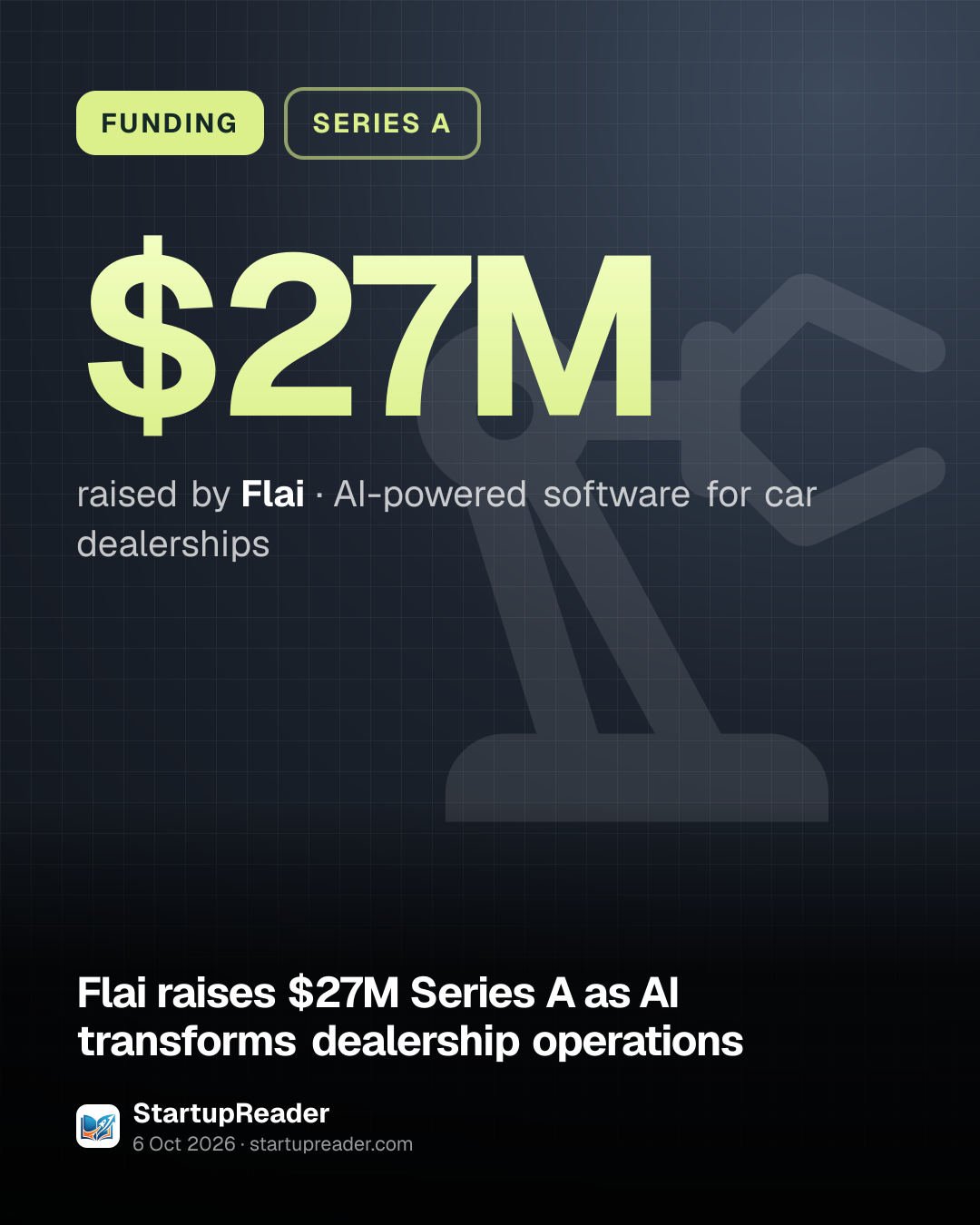 FUNDING. $27M raised by Flai, AI-powered software for car dealerships.