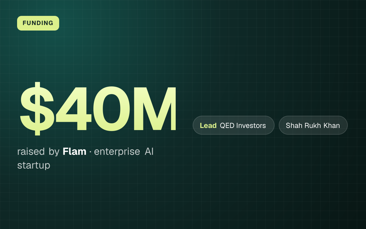 FUNDING. $40M raised by Flam, enterprise AI startup. led by QED Investors, Shah Rukh Khan.