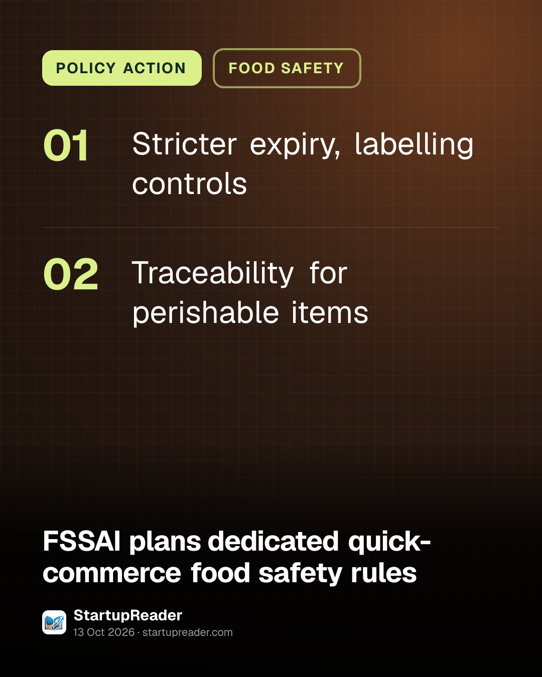 POLICY ACTION. Stricter expiry, labelling controls; Traceability for perishable items.