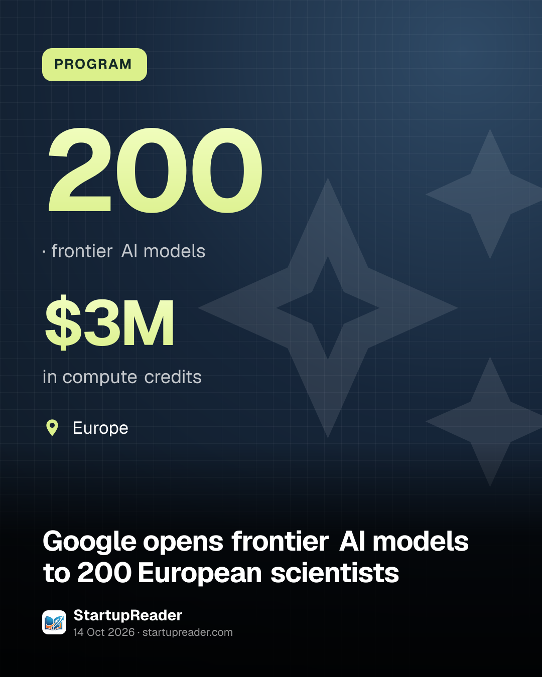 PROGRAM. 200, frontier AI models. $3M in compute credits. Europe.