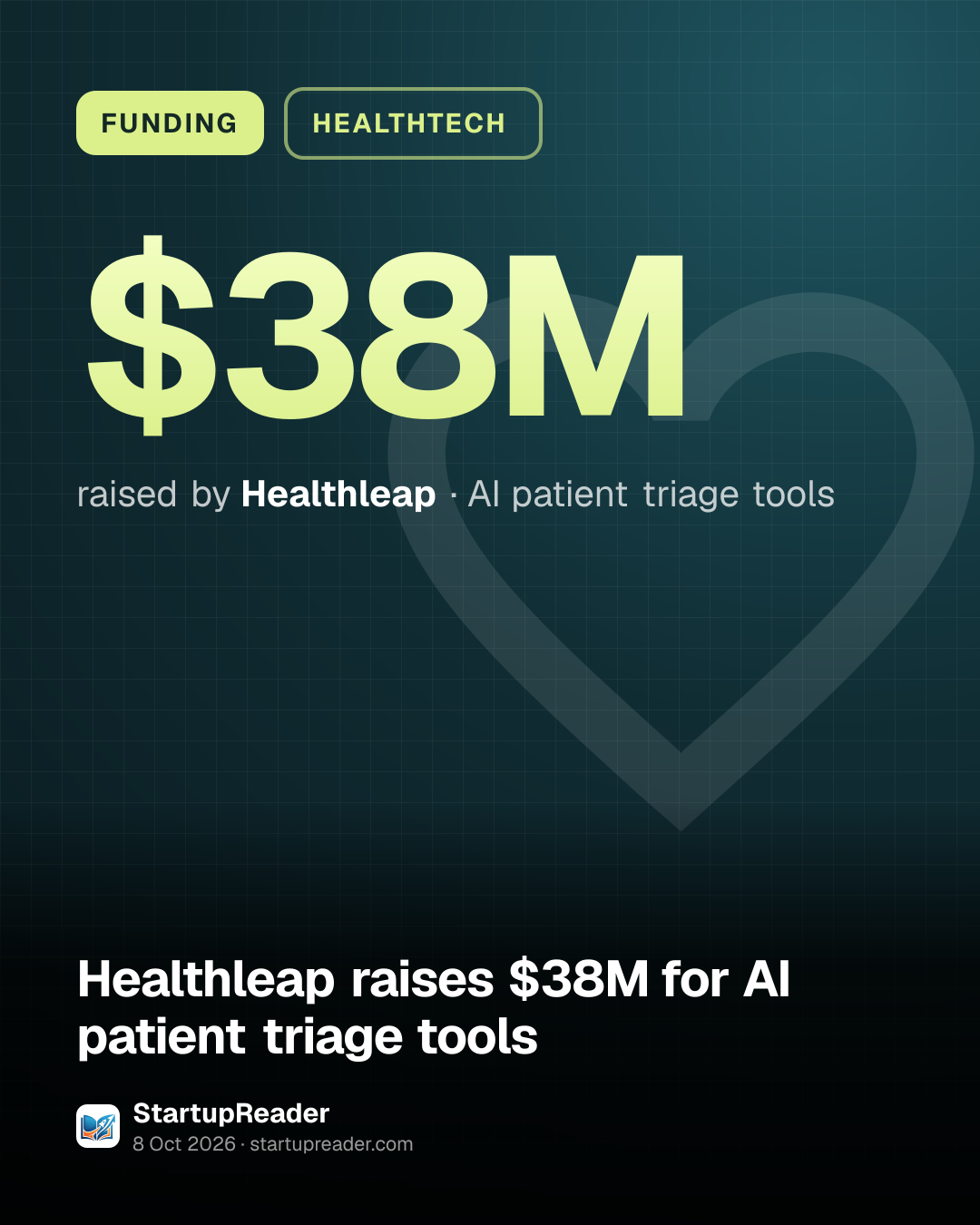 FUNDING. $38M raised by Healthleap, AI patient triage tools.