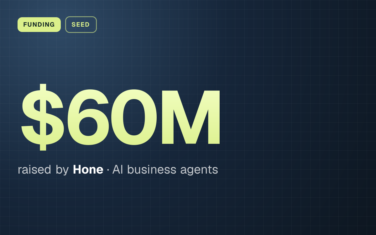FUNDING. $60M raised by Hone, AI business agents.
