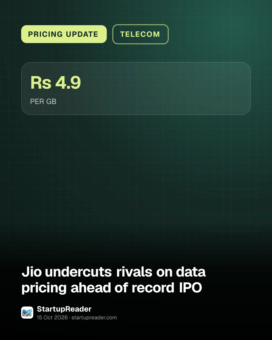 PRICING UPDATE. Rs 4.9 PER GB.