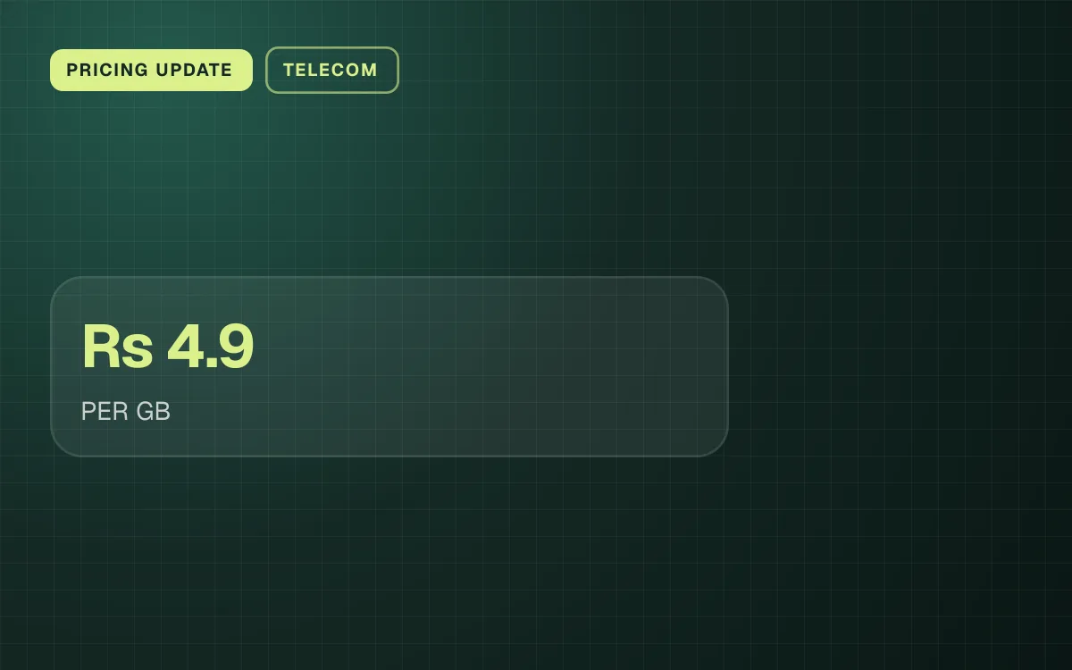 PRICING UPDATE. Rs 4.9 PER GB.