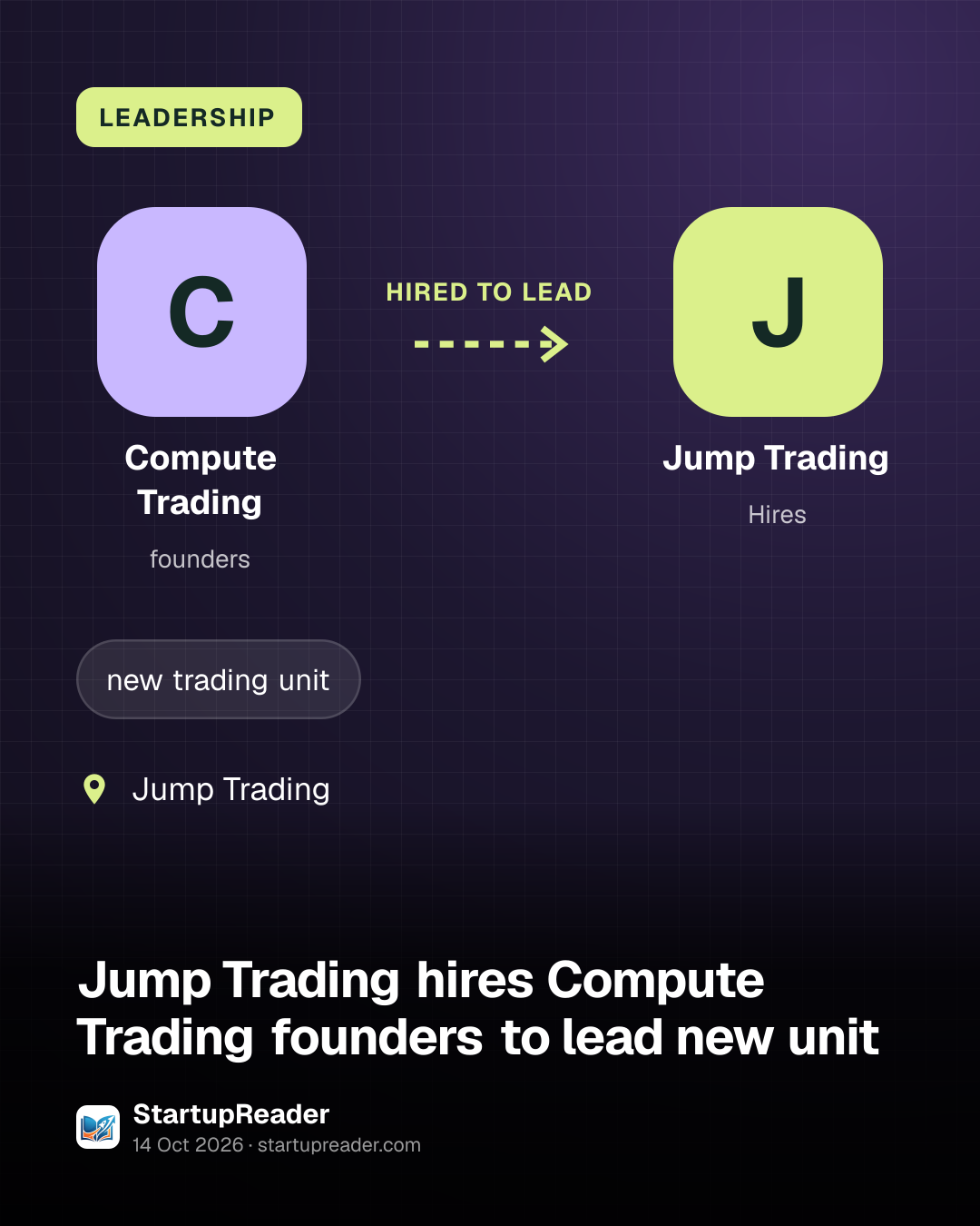 LEADERSHIP. Compute Trading hired to lead Jump Trading. Jump Trading.