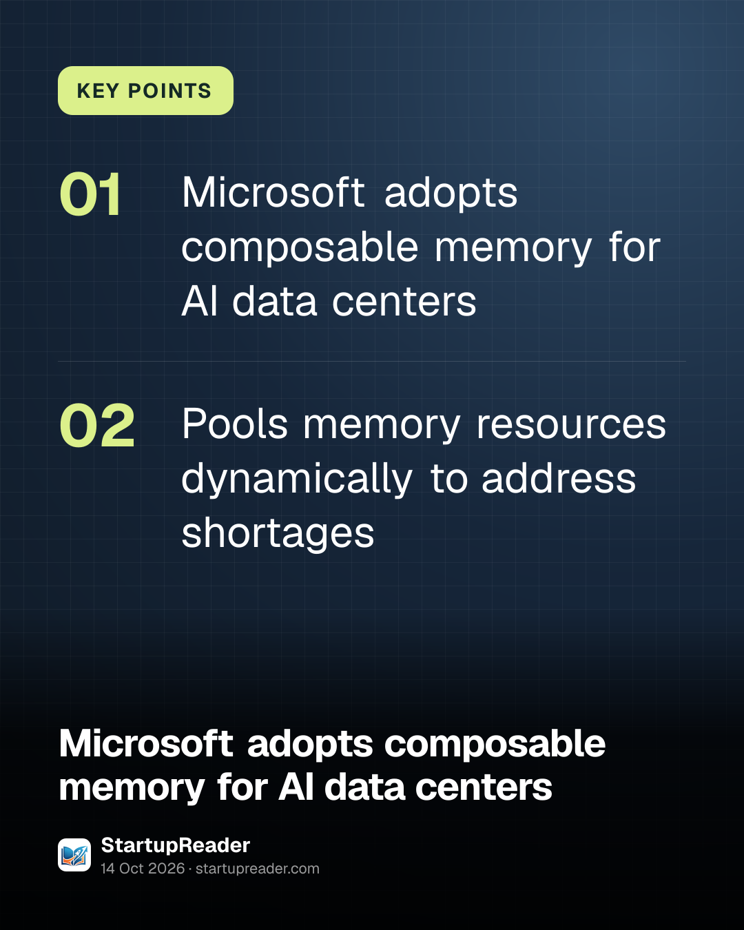 KEY POINTS. Microsoft adopts composable memory for AI data centers; Pools memory resources dynamically to address shortages.