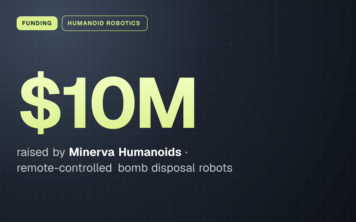 FUNDING. $10M raised by Minerva Humanoids, remote-controlled bomb disposal robots.