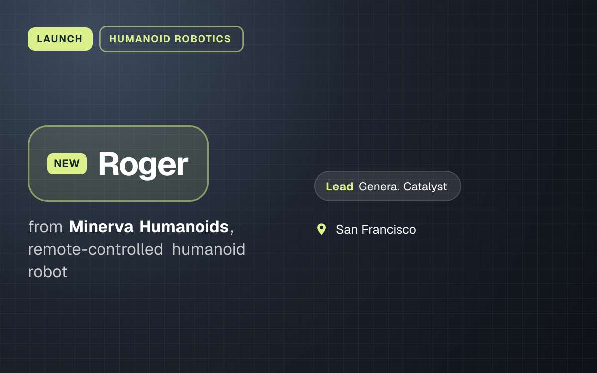 LAUNCH. Roger from Minerva Humanoids, remote-controlled humanoid robot. led by General Catalyst. San Francisco.