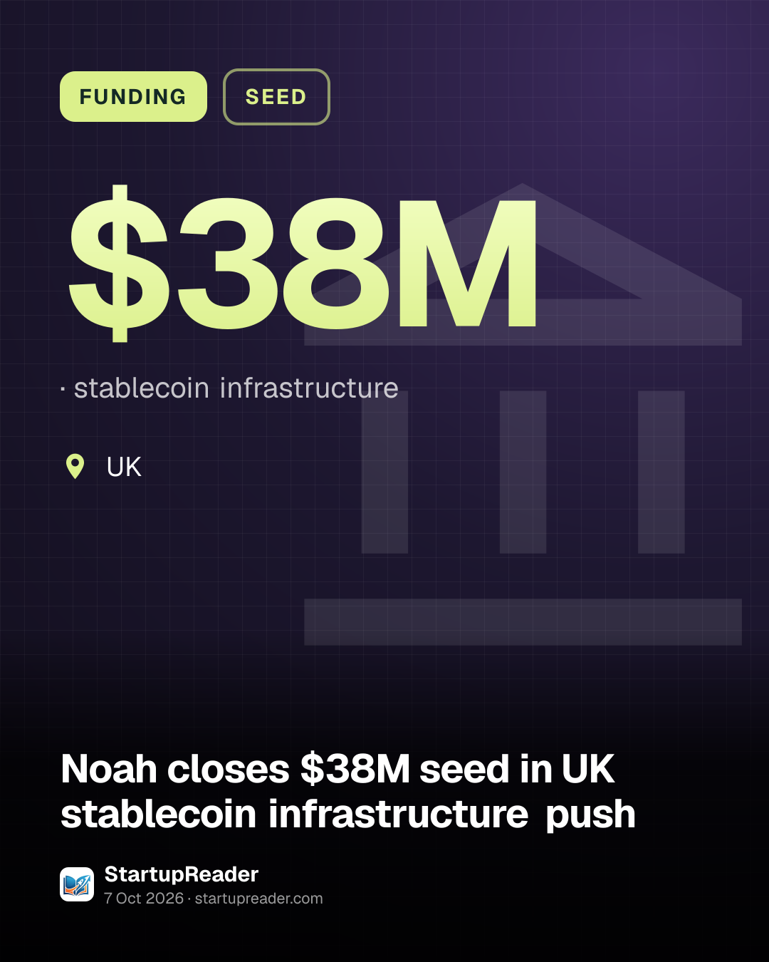 FUNDING. $38M, stablecoin infrastructure. UK.