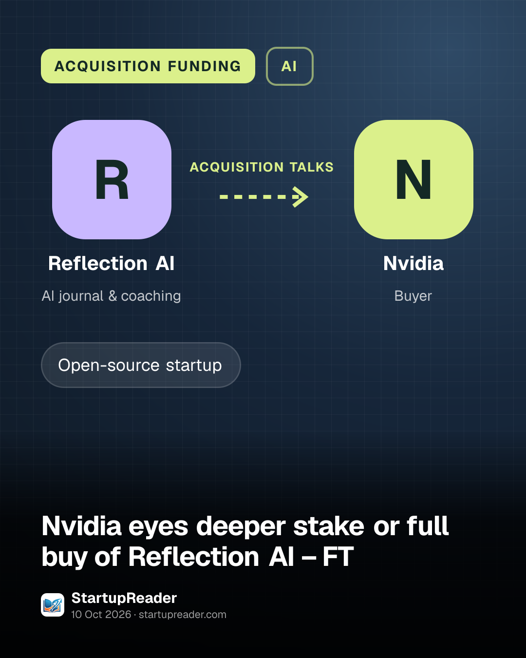 ACQUISITION FUNDING. Reflection AI acquisition talks Nvidia.
