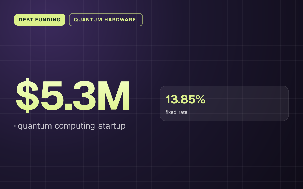 DEBT FUNDING. $5.3M, quantum computing startup. 13.85% fixed rate.