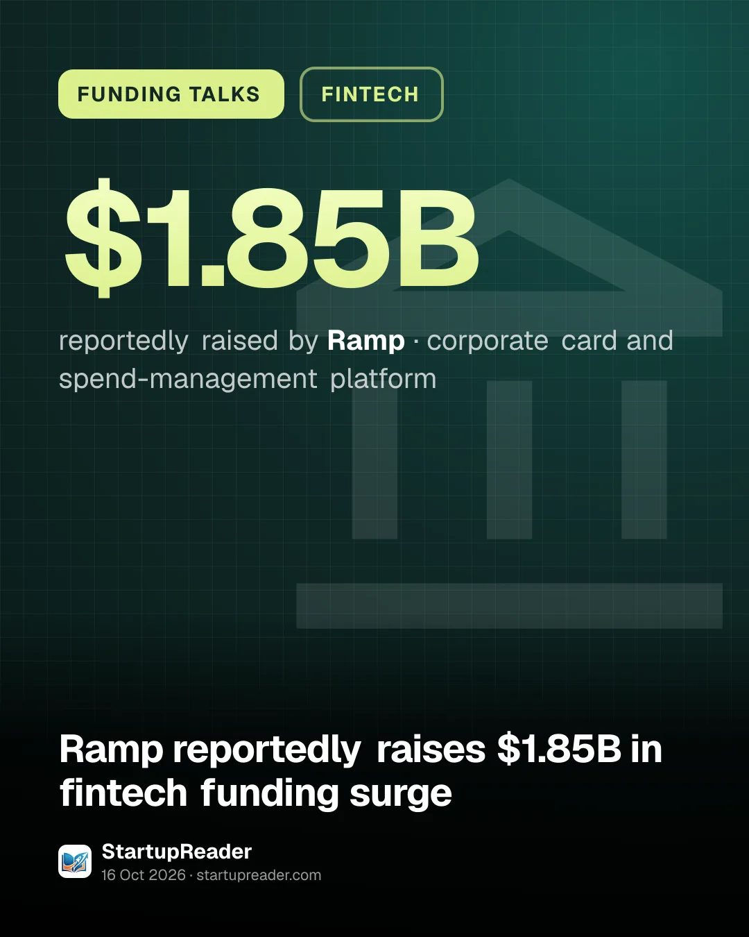 FUNDING TALKS. $1.85B reportedly raised by Ramp, corporate card and spend-management platform.
