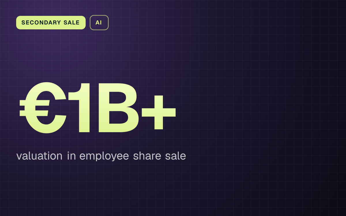 SECONDARY SALE. €1B+ valuation in employee share sale.
