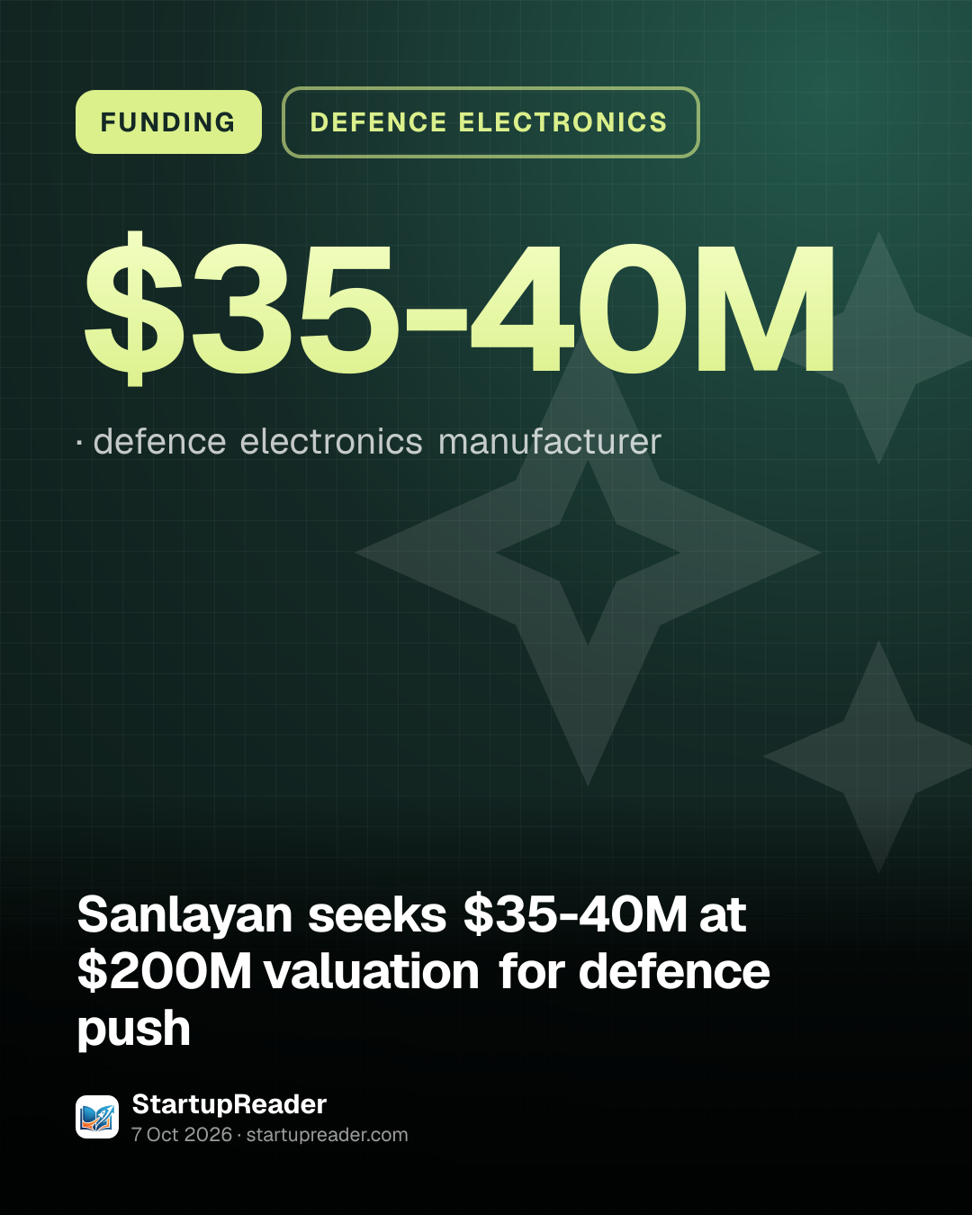 FUNDING. $35-40M, defence electronics manufacturer.