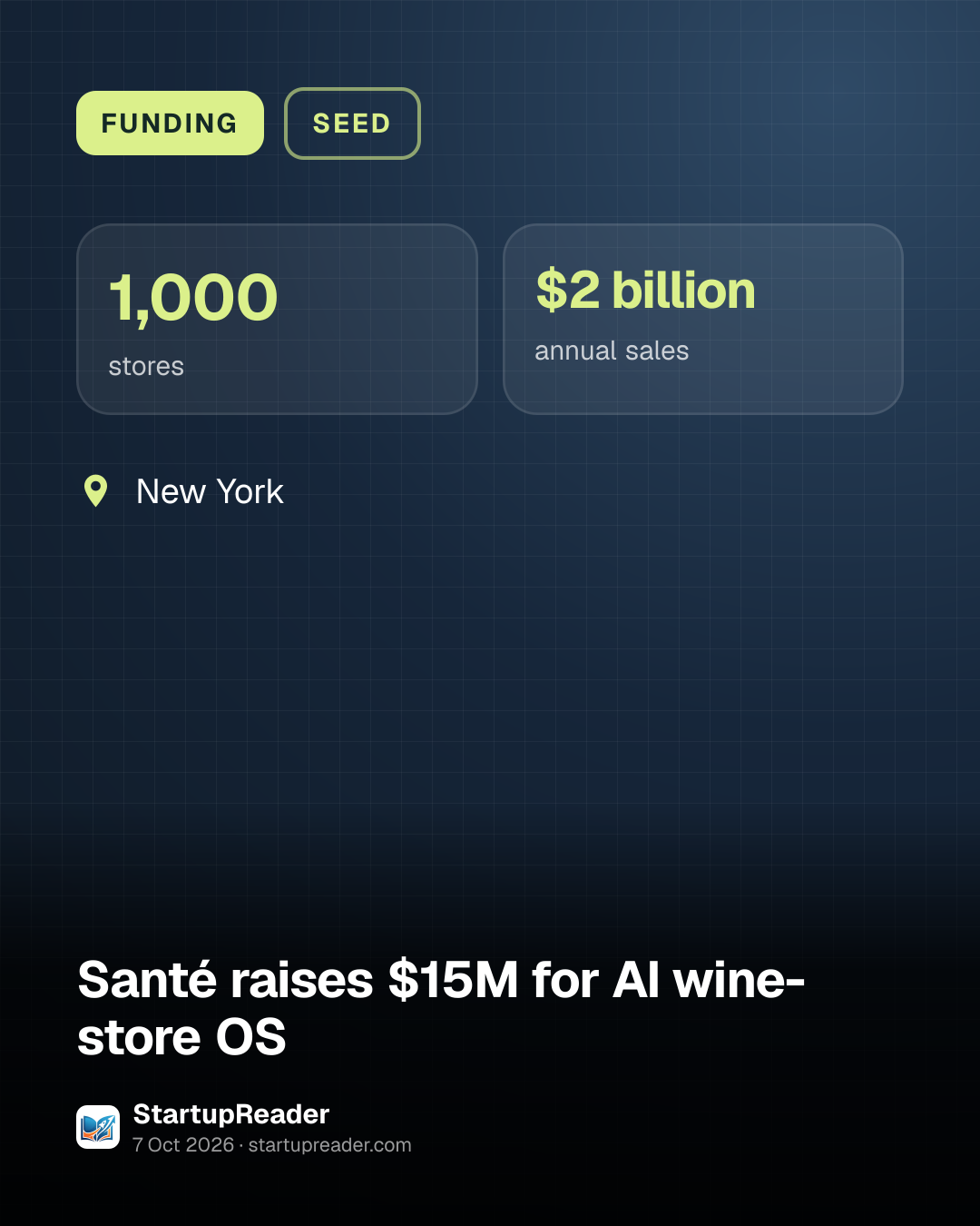 FUNDING. 1,000 stores, $2 billion annual sales. New York.