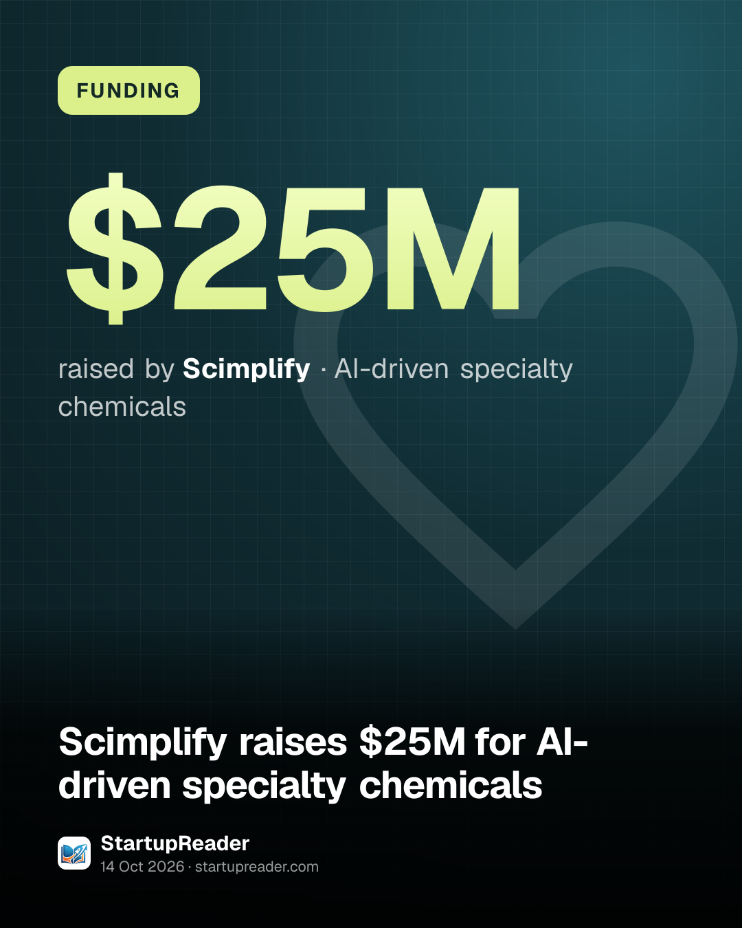 FUNDING. $25M raised by Scimplify, AI-driven specialty chemicals.