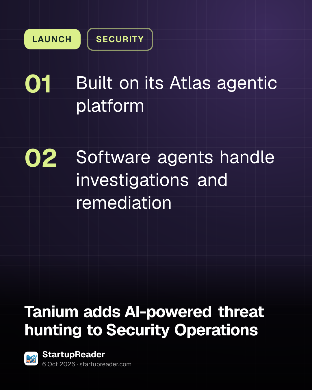 LAUNCH. Built on its Atlas agentic platform; Software agents handle investigations and remediation.