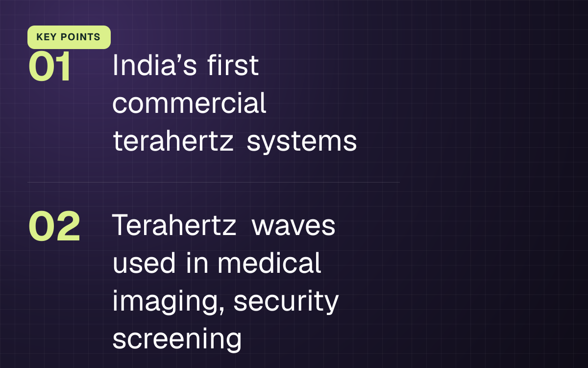 KEY POINTS. India’s first commercial terahertz systems; Terahertz waves used in medical imaging, security screening.