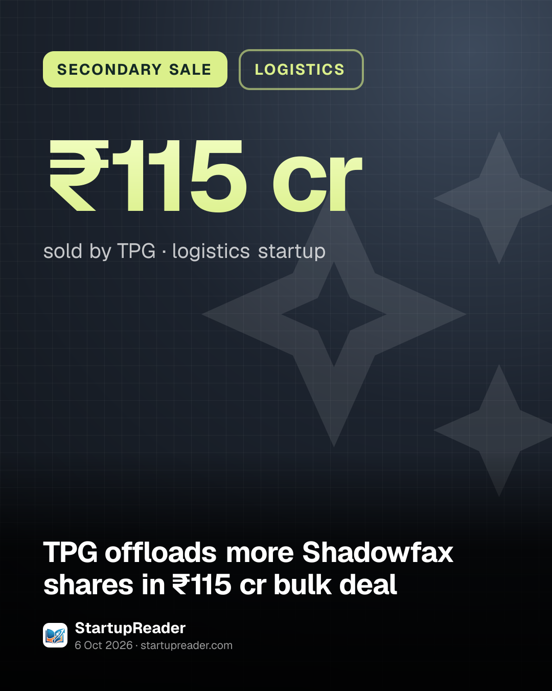 SECONDARY SALE. ₹115 cr sold by TPG, logistics startup.