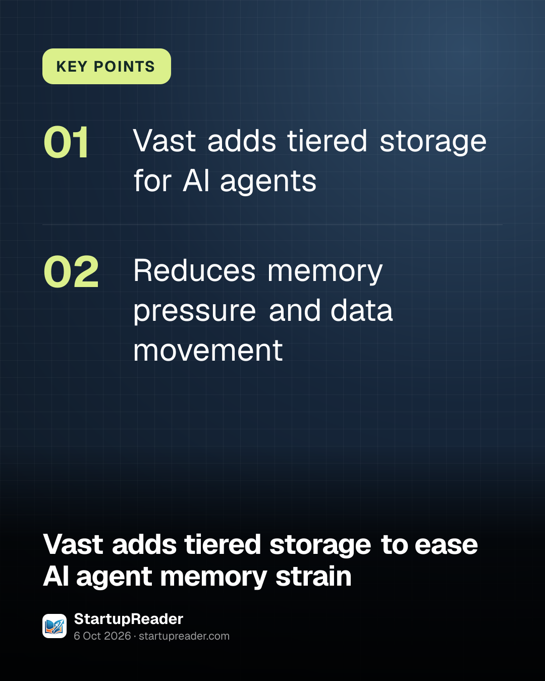 KEY POINTS. Vast adds tiered storage for AI agents; Reduces memory pressure and data movement.