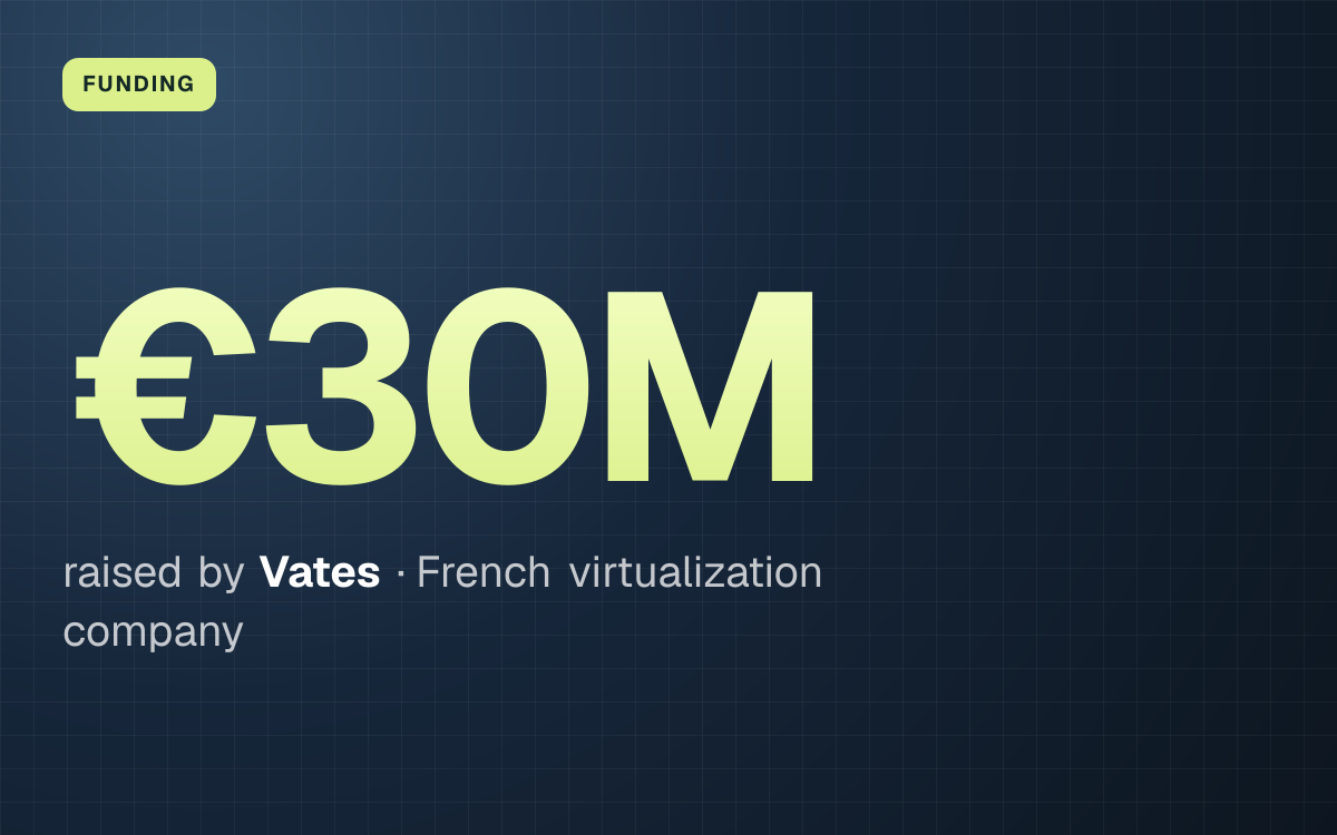 FUNDING. €30M raised by Vates, French virtualization company.