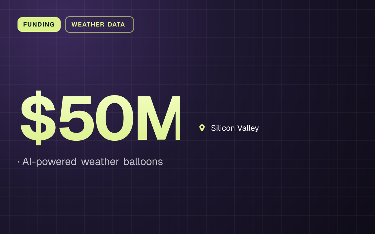 FUNDING. $50M, AI-powered weather balloons. Silicon Valley.