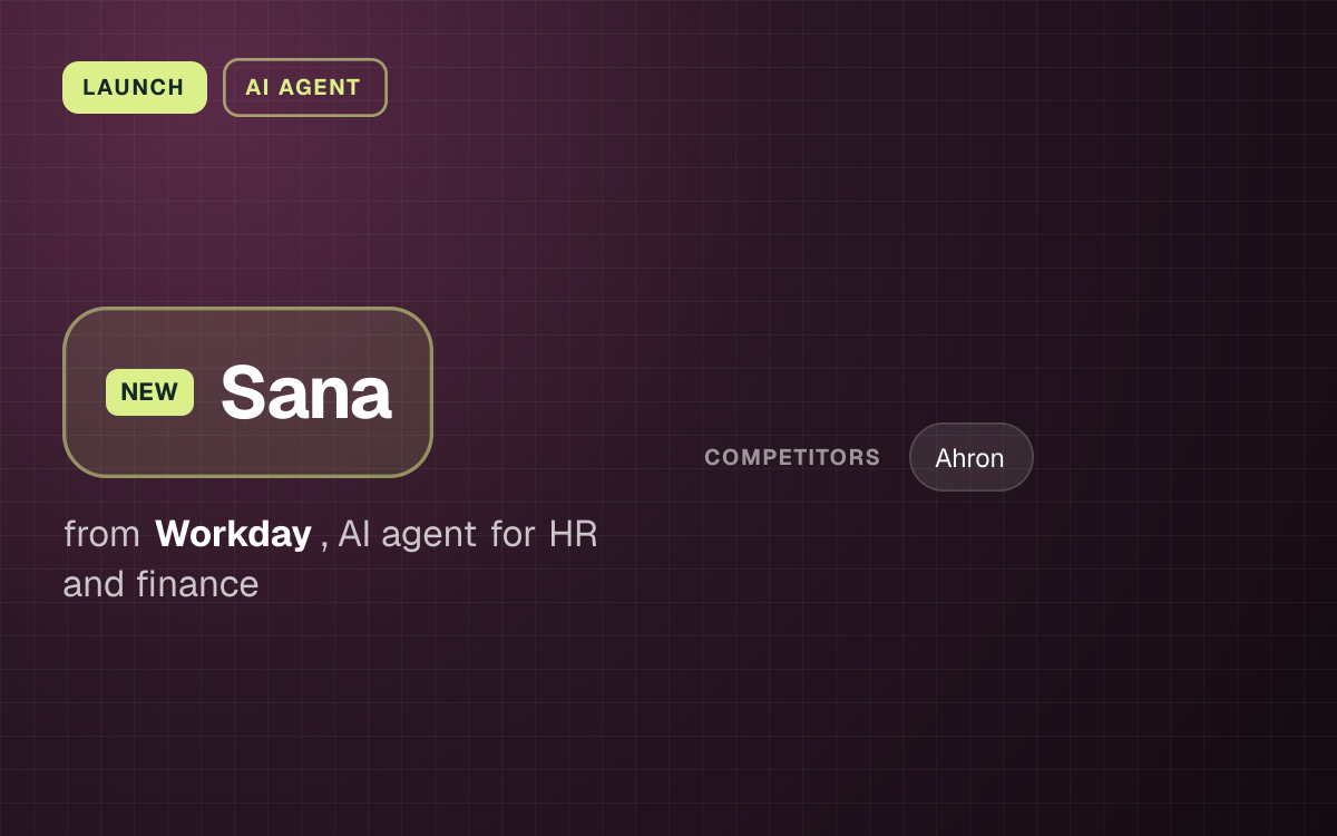LAUNCH. Sana from Workday, AI agent for HR and finance. competitors: Ahron.