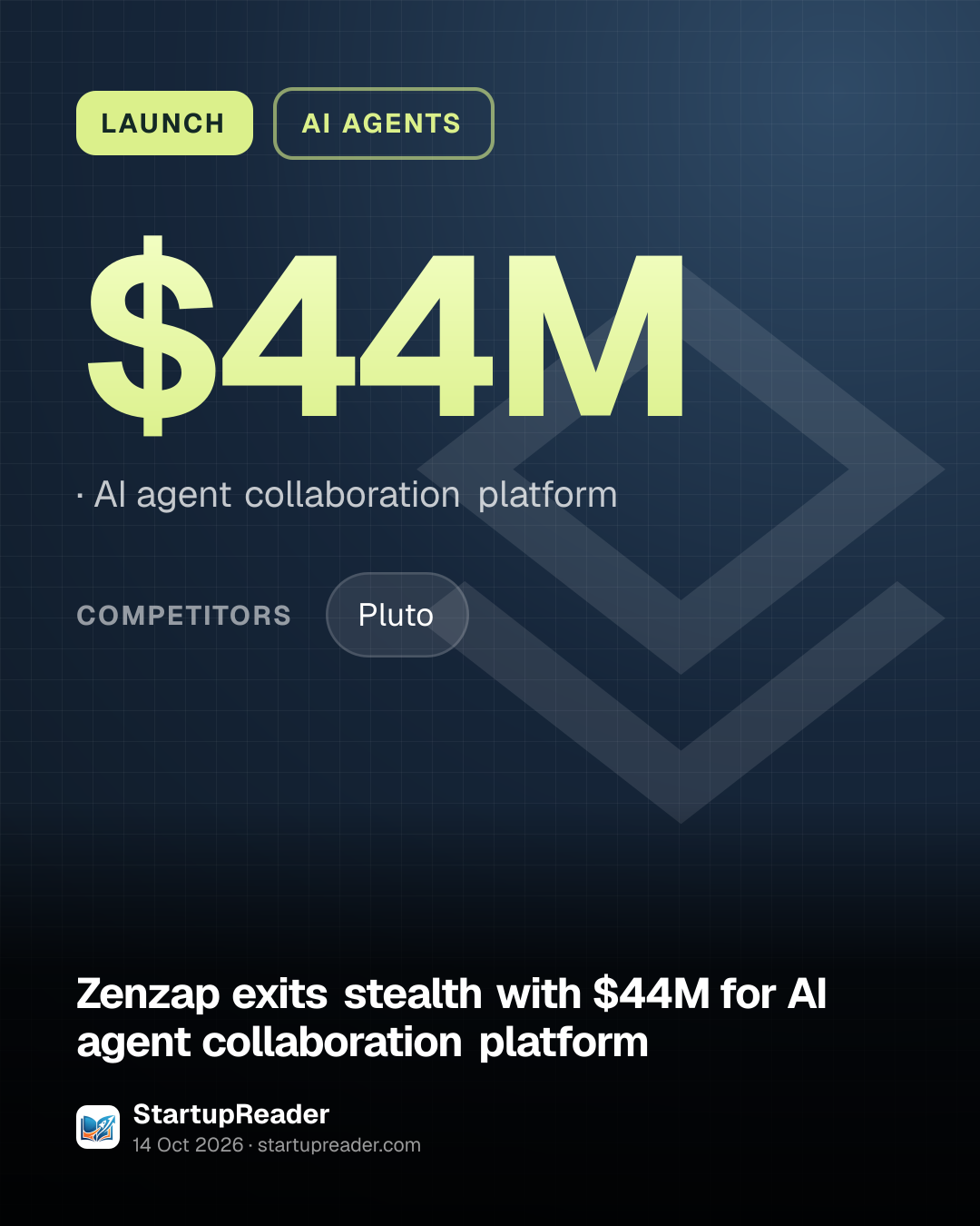 LAUNCH. $44M, AI agent collaboration platform. competitors: Pluto.